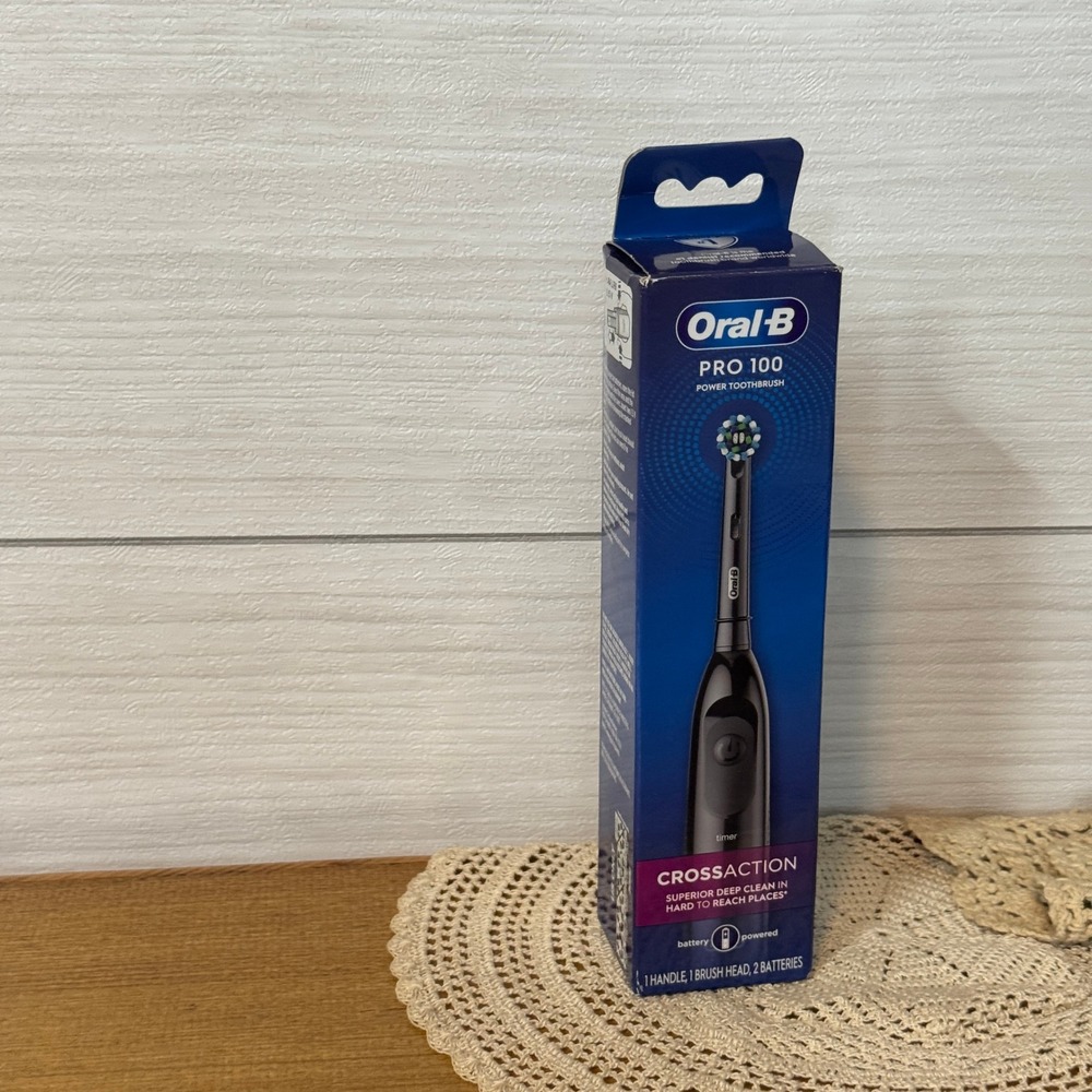 Oral-B Pro 100 Power Toothbrush CrossAction Battery Powered Black Oral Hygiene